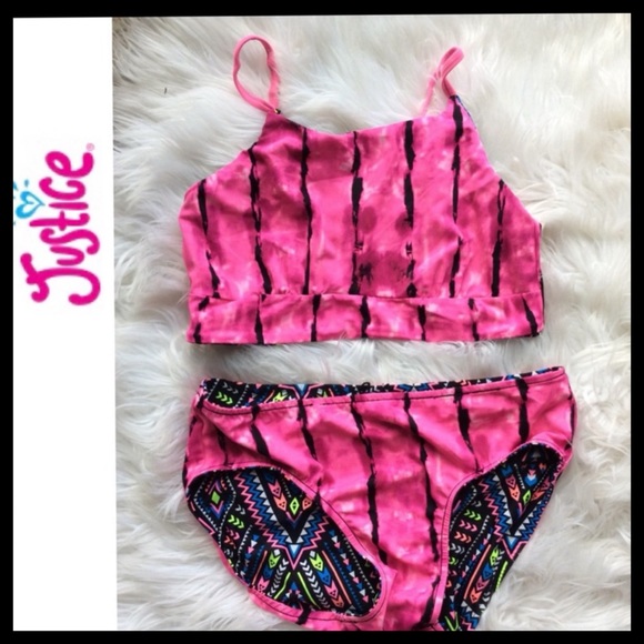 🎈SALE🎈JUSTICE Reversible Geo/Tie Dye Bikini - Picture 4 of 9